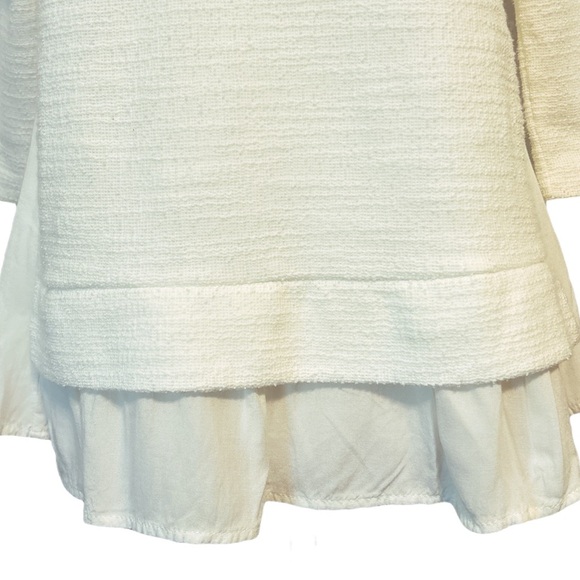 Sanctuary Shirt Top Woman’s Size XS Cream Color Textured Mixed Media Hem - Picture 4 of 8